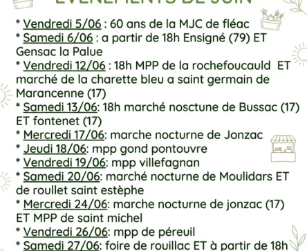Evènements de JUIN